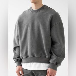 Cole Buxton Men's Warm Up Crew Sweat in Washed Grey Mens Size Medium